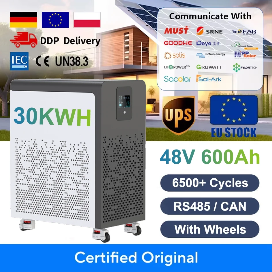 Akumulator LiFePO4 48V 600Ah 300Ah, 6500+ cykli, Bluetooth, RS485, CAN BMS, 51.2V 100Ah, magazyn w UE, do przechowywania energii słonecznej, litowy akumulator (AKKU)