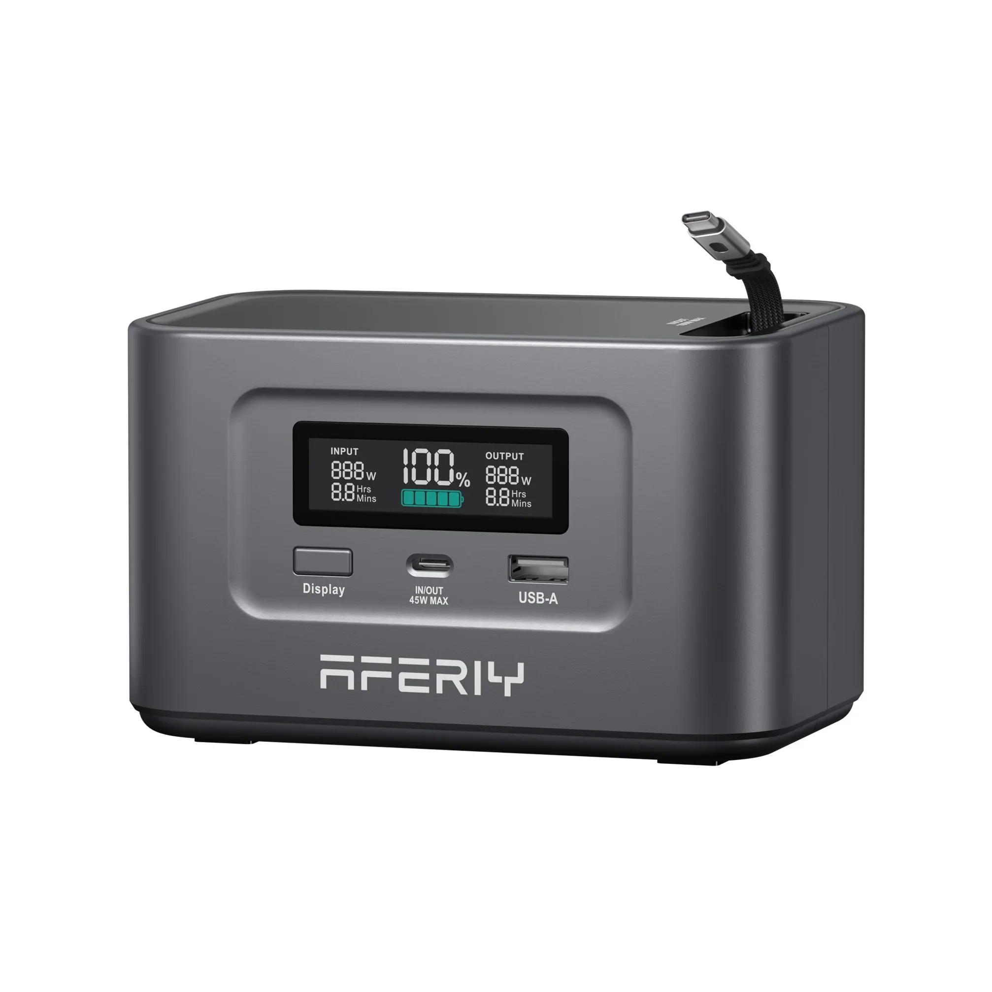 AFERIY Nano100 Przenośna Stacja Zasilania 100W 99.2Wh, Wbudowany Kabel USB-C 100W z Możliwością Wysuwania, Ultralekka 1.1kg, Szybkie Ładowanie 145W