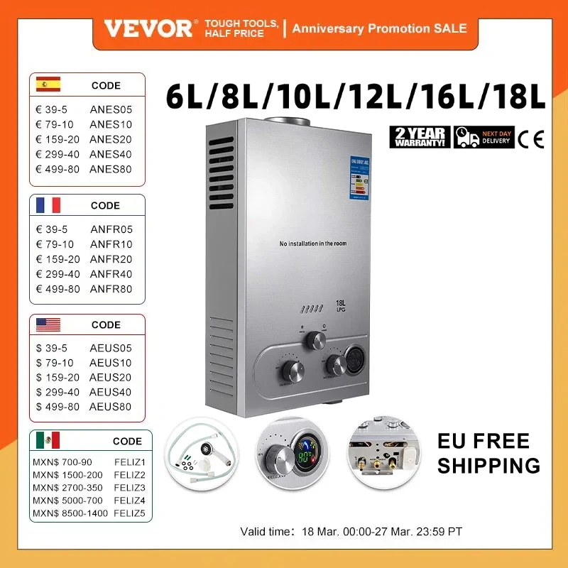 Podgrzewacz wody LPG VEVOR